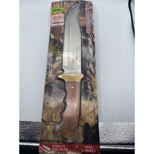 Mossy Oak Wood Bowie  14 inch Stainless Blade with Leather Sheath